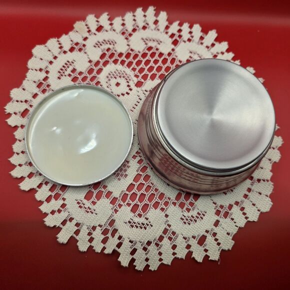 Vintage Powder Music Box Pink Tinted Aluminum Plays Blue Danube WORKS - Picture 5 of 6